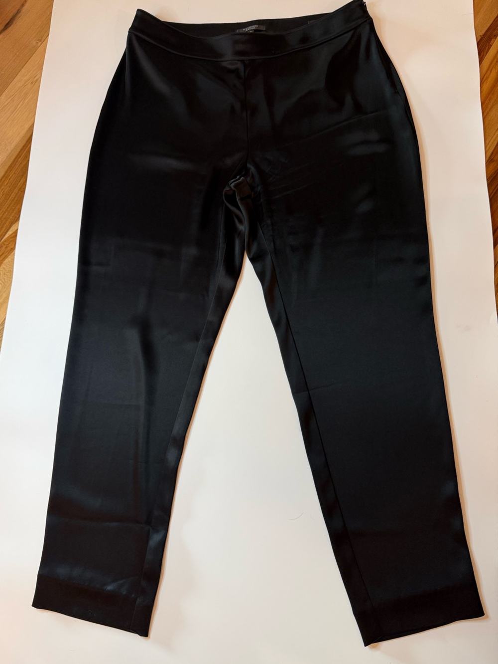 St. John Caviar Emma Black Pull-On Slim Leg Pants Size 12 Triacetate lux career